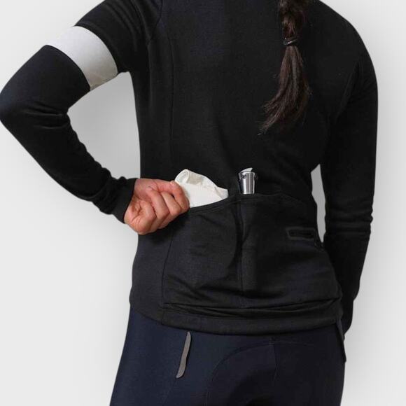 Rapha Black Core Long Sleeve Jersey Small Pink Trim Full Zip Performance Cycling - Picture 9 of 9